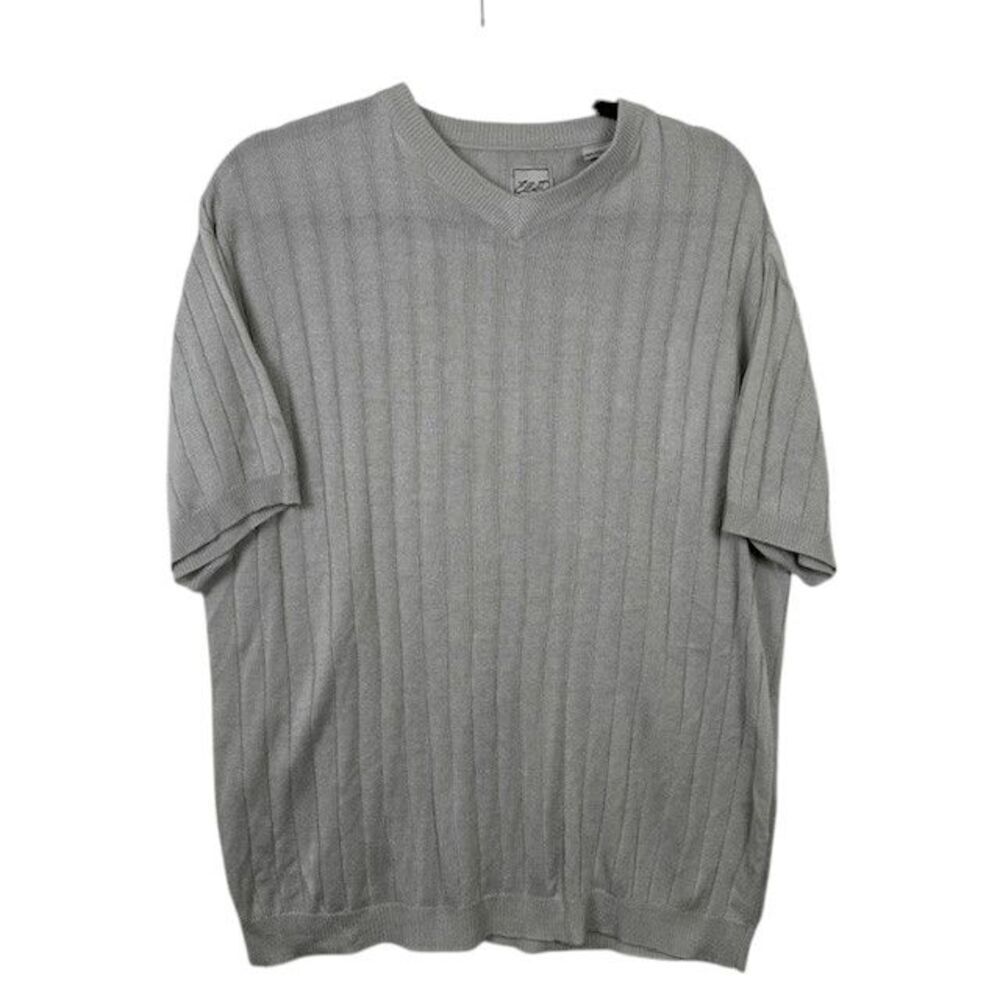 Elliott Men's V-Neck Lightweight Sweater Short Sleeve Silver Gray Size Medium